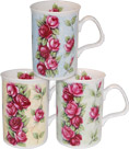 Trailing Rose Fine Bone China Mugs - Set of 3