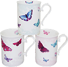 Butterfly Bone China Mug - Set of 3