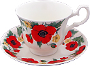 Monet Poppy Flower, Cup and Saucer Set