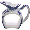 Blue Willow Pitcher Shape Napkin Ring, 2.5H