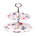 Butterflies Galore Bone China 2-Tier Cake Stand