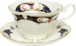 Cup and Saucer, Cobalt Blue Border