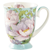 Blooming Peony Bone China Mug, Blue