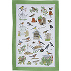 Garden Birds Cotton Tea Towel – Green Wildlife Kitchen Towel