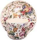 Lismore Rose Garden Large Cup and Saucer Set - 16 oz