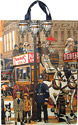 London Rush Hour Oil Cloth Grocery Bag, 14.5