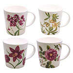 Assorted Floral Bone China Mug Set (Set of 4, 16 oz)