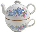 Forget-Me-Not Tea-for-One Set with Pink Ribbon