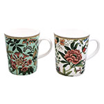 Oriental Floral Bone China Mugs - Set of 2