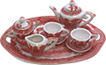 Pink Willow Miniature 10 Piece Collectors Tea Set, 4-3/8L Tray