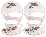 Small 3-Ounce Cup & Saucer Sets - Spring Bird, Set of 4