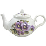 Adderley Pansy Fine Bone China Teapot – 44 oz (6-Cup)