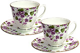 Violet - Bone China Cup and Saucer Set of Two