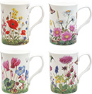 Meadow Blooms Collection - Set of 4 Fine Bone China Mugs